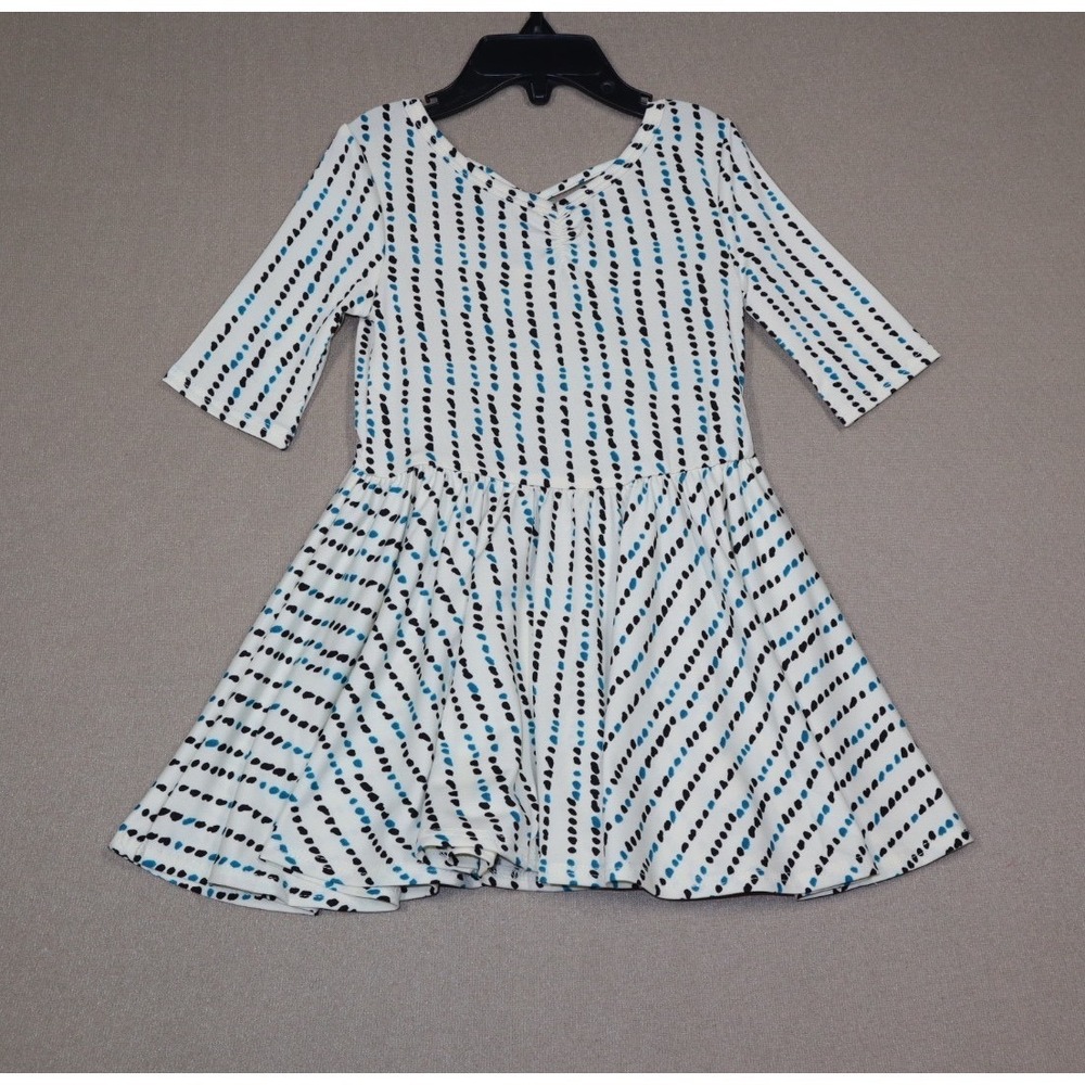 Dot Dot Smile Little Girls Ballerina Style Dress - Black/Blue Dots - Size 2T